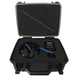 Kit completo do Geofone Digital GLDS LDC-45 em maleta aberta com unidade principal, sensores e acessórios profissionais.